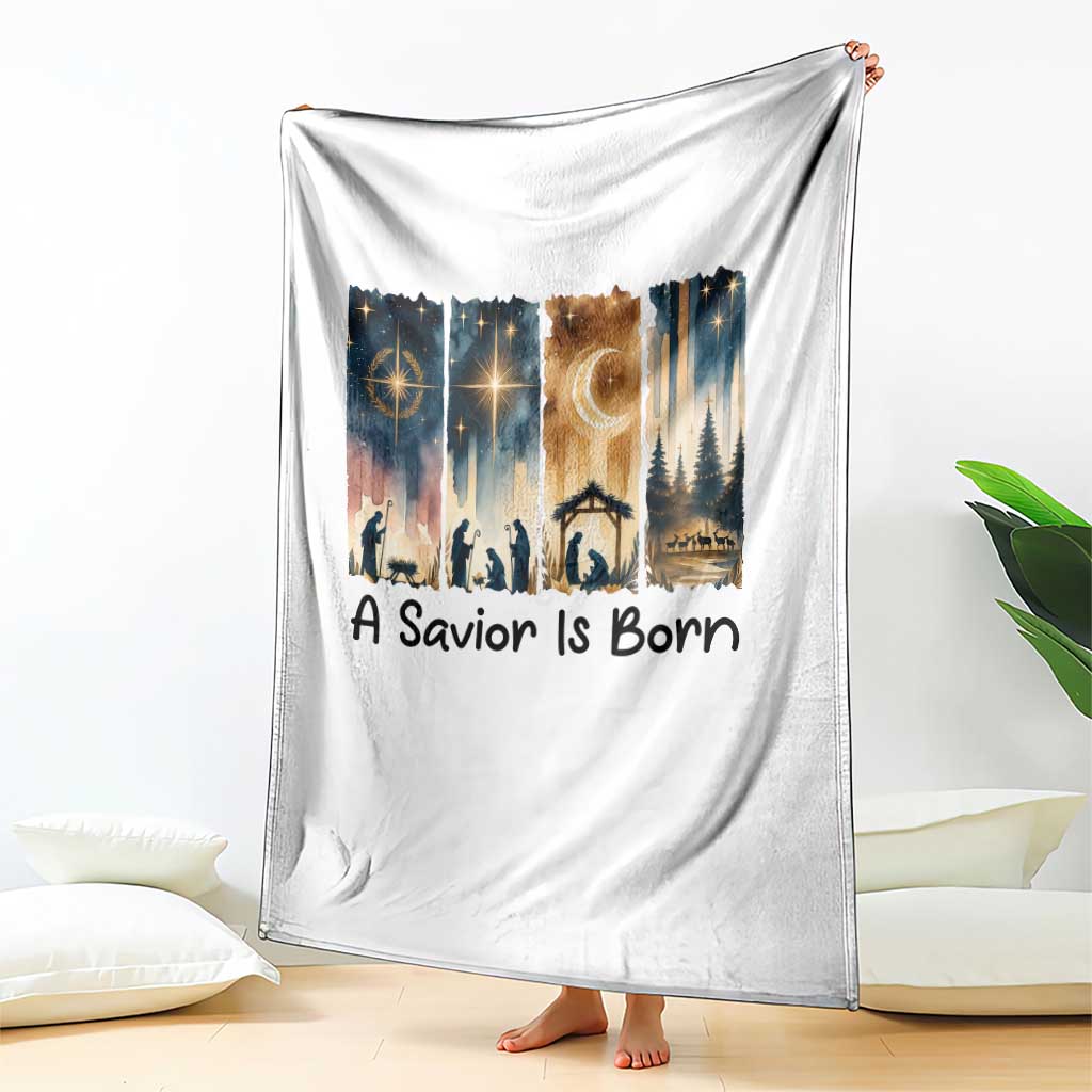 Christian Christmas Throw Blanket A Savior Is Born Jesus Nativity Scene - Wonder Print Shop
