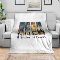 Christian Christmas Throw Blanket A Savior Is Born Jesus Nativity Scene - Wonder Print Shop
