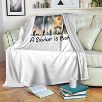 Christian Christmas Throw Blanket A Savior Is Born Jesus Nativity Scene - Wonder Print Shop