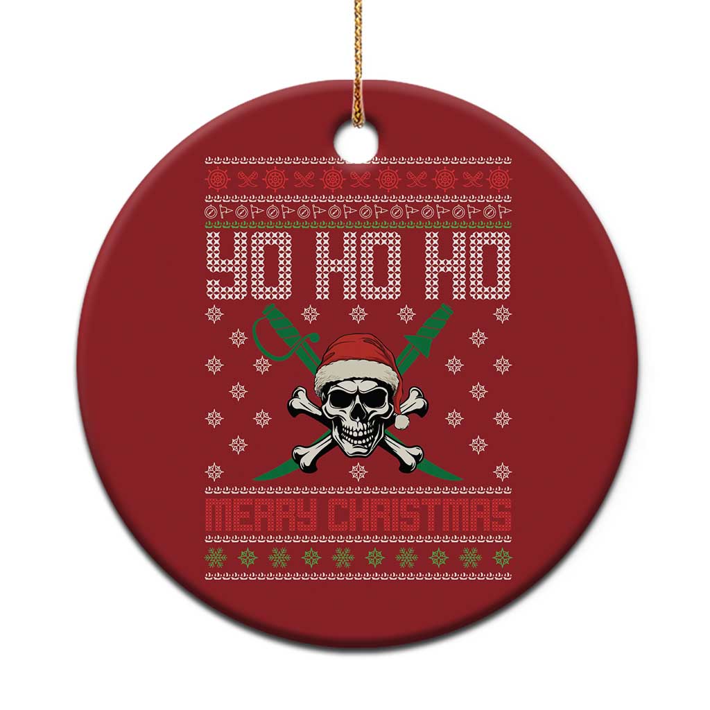 Funny Xmas Pirate Santa Christmas Ornament Yo Ho Ho Merry Xmas Skull Santa Hat - Wonder Print Shop