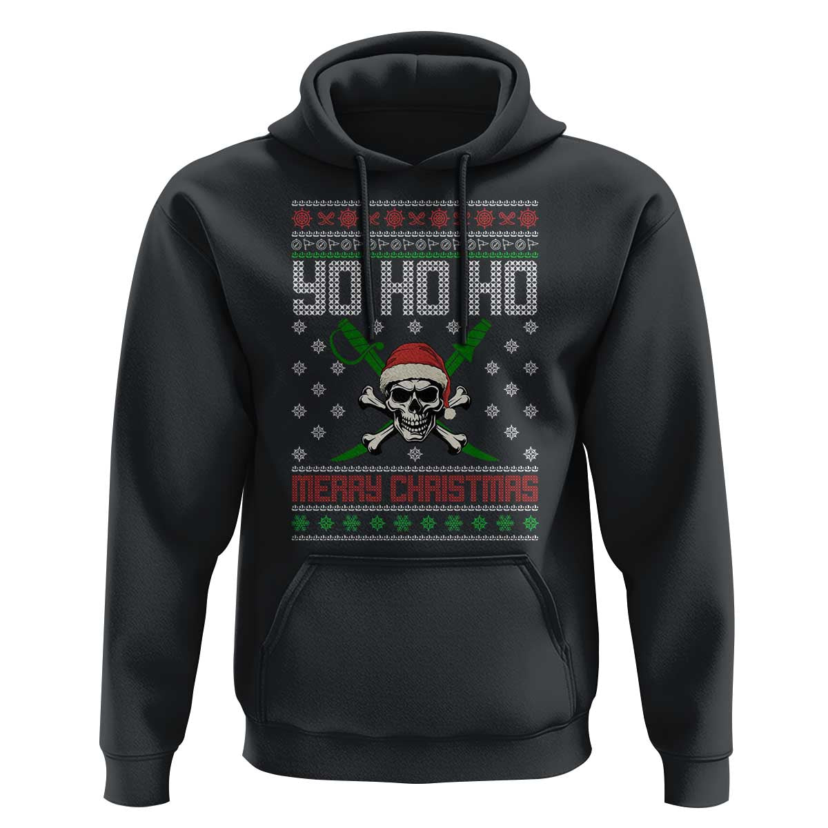 Funny Christmas Pirate Santa Hoodie Yo Ho Ho Merry Christmas Skull Santa Hat