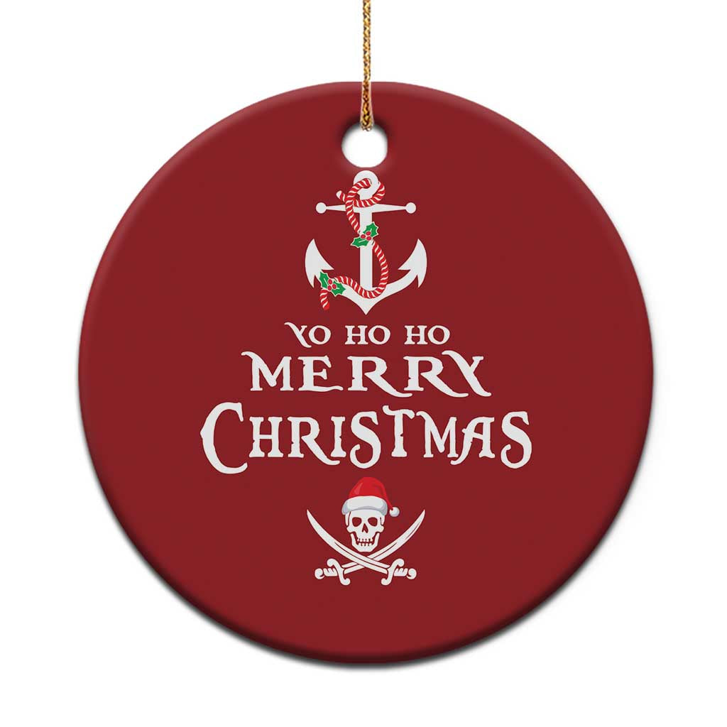 Funny Xmas Pirate Christmas Ornament Yo Ho Ho Merry Xmas Anchor Santa Skull - Wonder Print Shop