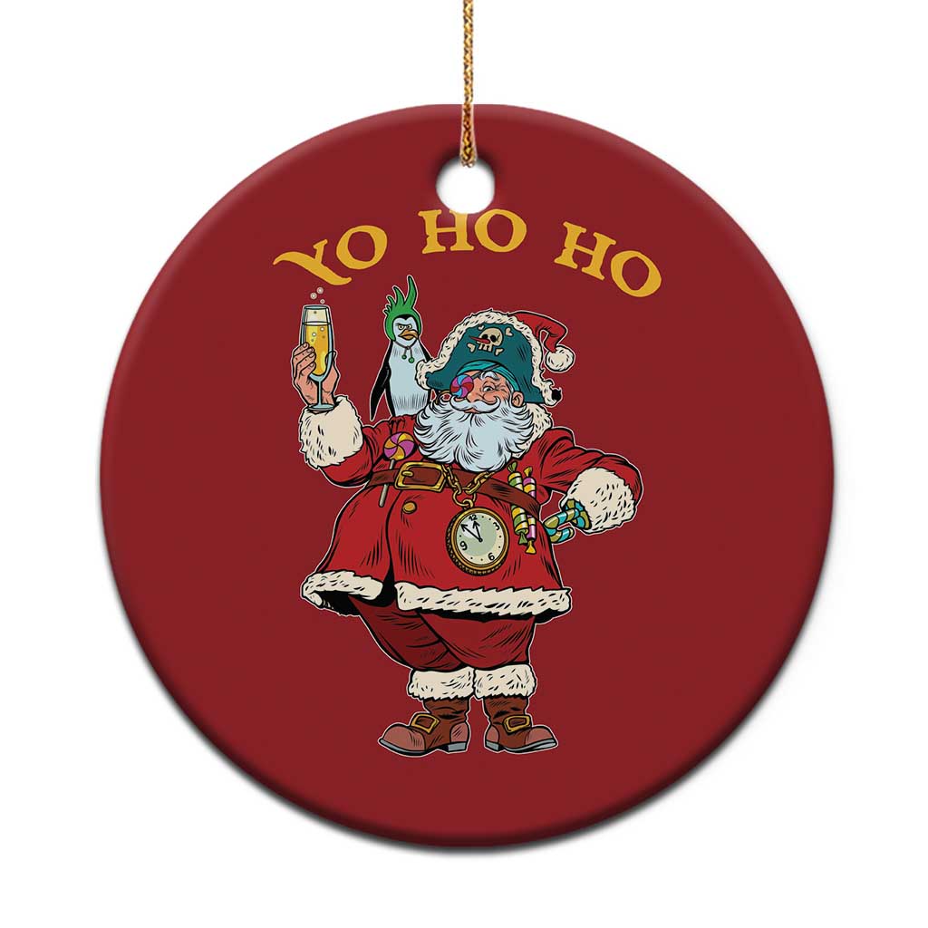 Funny Xmas Pirate Santa Christmas Ornament Yo Ho Ho Holiday Xmas Pirate - Wonder Print Shop