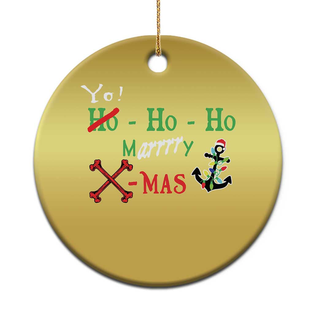 Funny Xmas Pirate Christmas Ornament Yo Ho Ho Marrrrry X-Mas Anchor Santa Hat - Wonder Print Shop