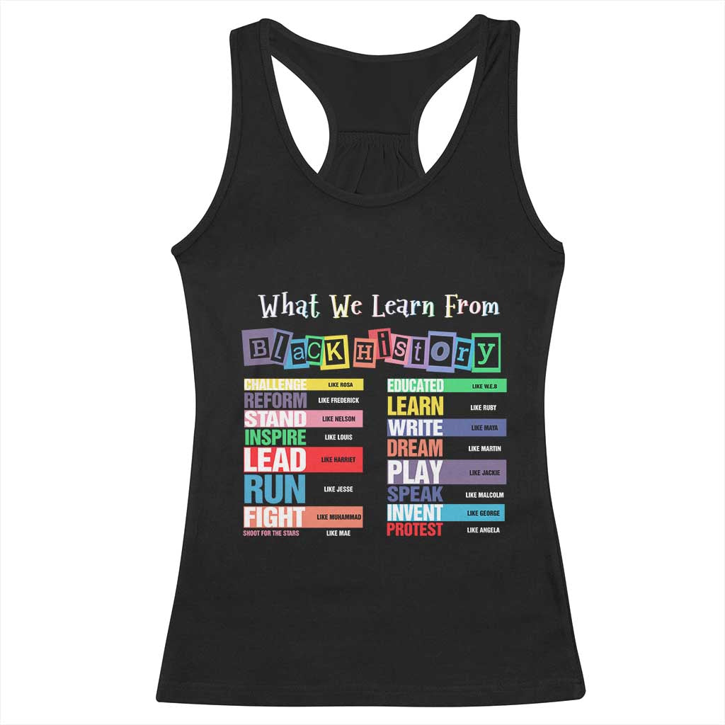 What We Learn From Black History Racerback Tank Top African American Pride