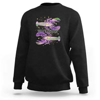 Black crewneck sweatshirt with colorful crawfish graphic