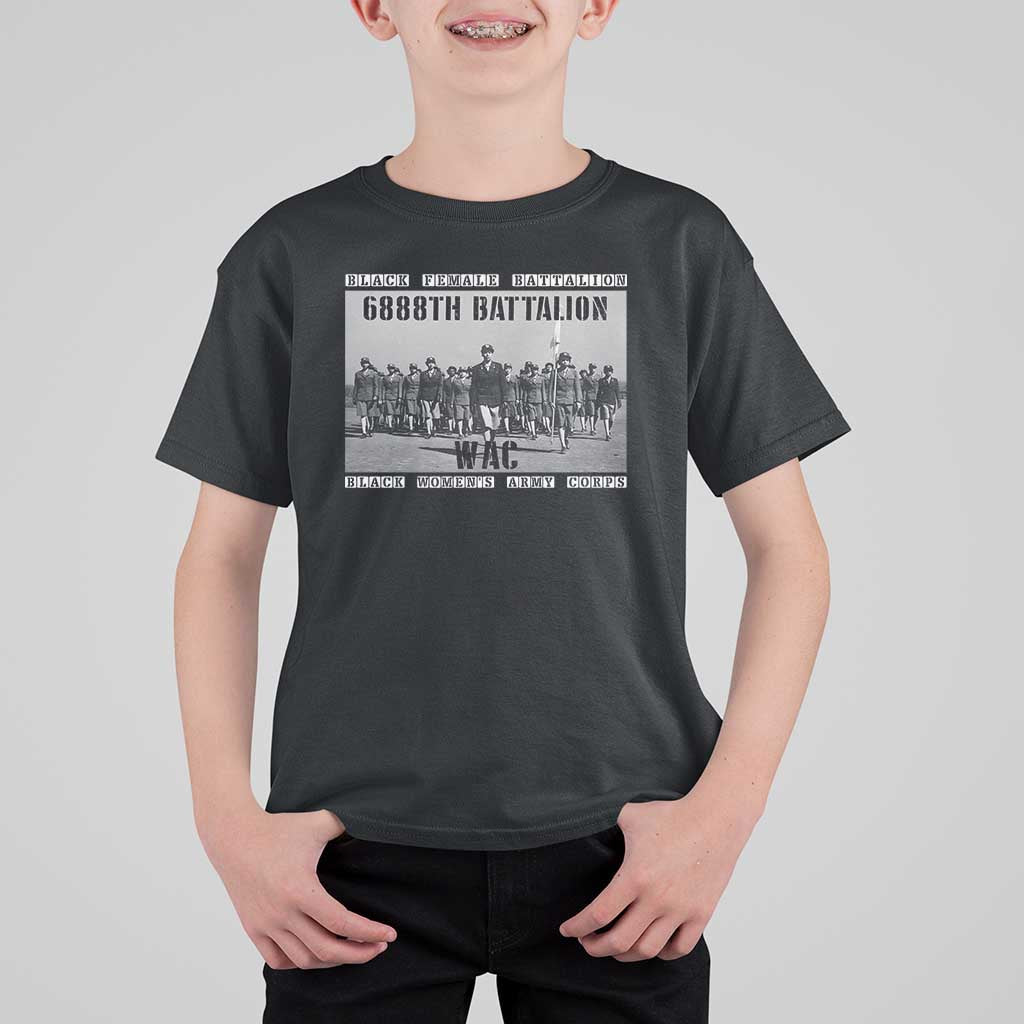 6888th Battalion T Shirt For Kid Black Female Battalion WAC Women's Army Corps Black History Month