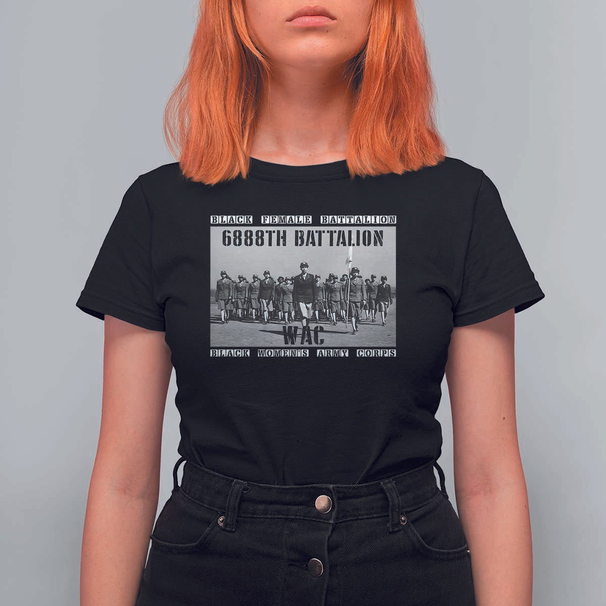 6888th Battalion T Shirt For Women Black Female Battalion WAC Women's Army Corps Black History Month