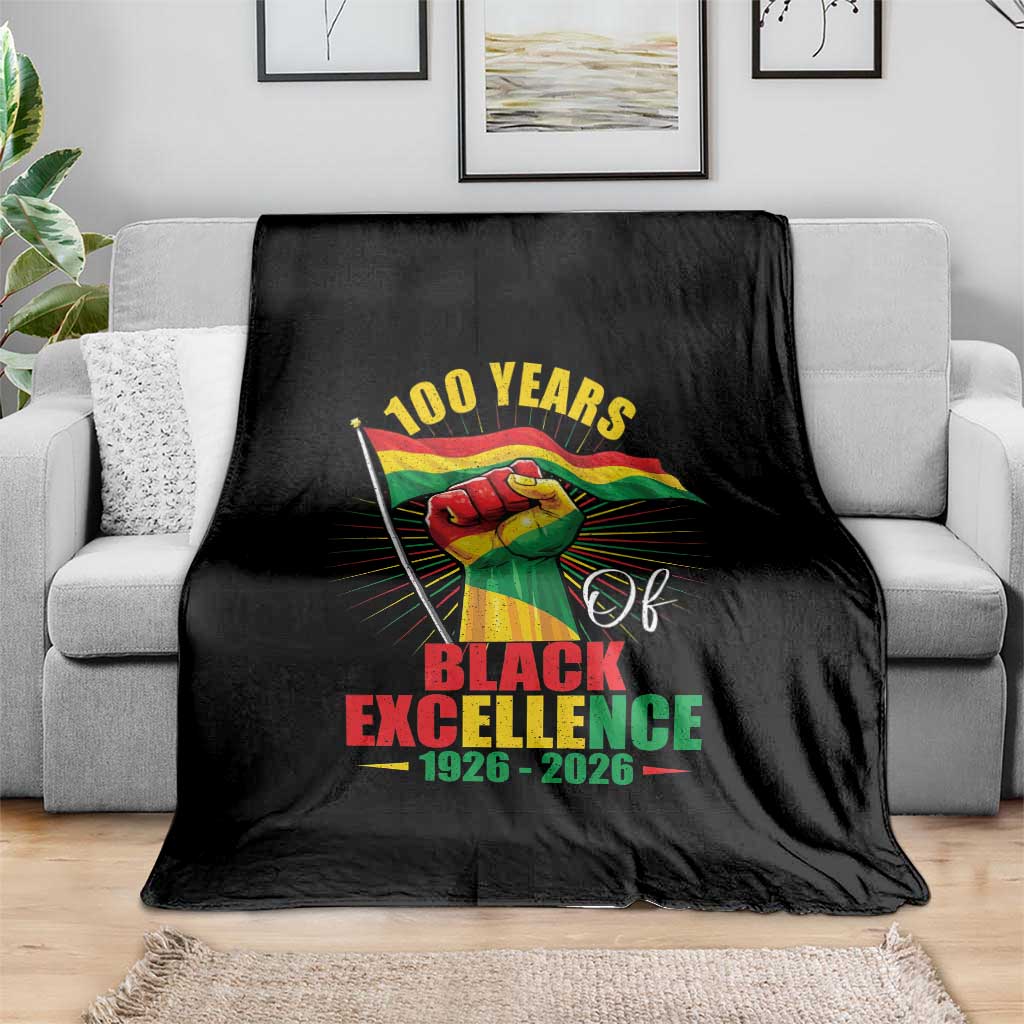 100 Years Of Black Excellence Throw Blanket Centennial Black History Month