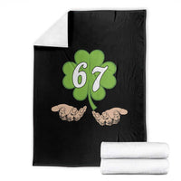 67 St Patricks Day Throw Blanket Six Seven Meme Shamrock Hand Gesture