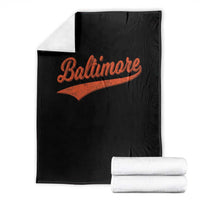Baltimore Script Retro Baseball Sport Lovers City Pride Throw Blanket
