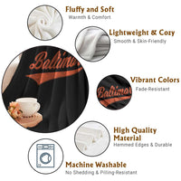 Baltimore Script Retro Baseball Sport Lovers City Pride Throw Blanket