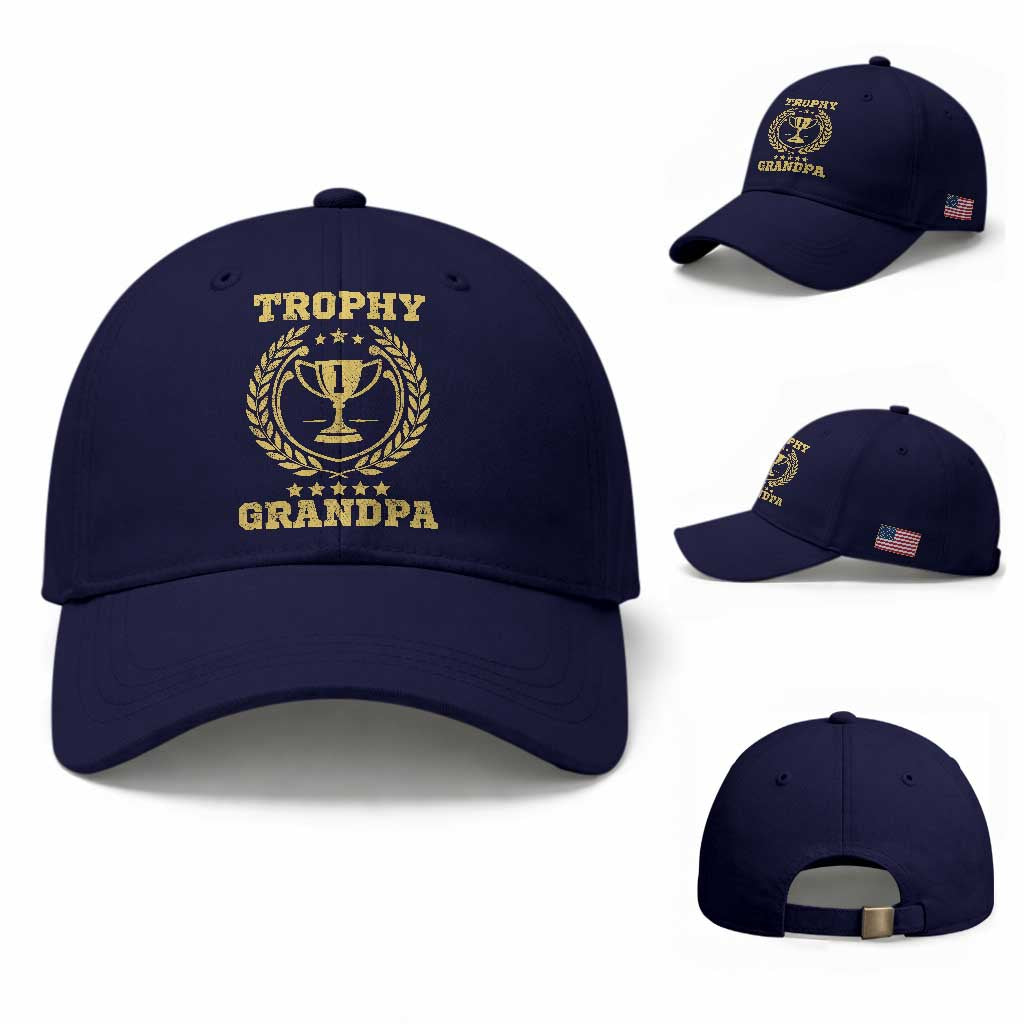 Trophy Grandpa Baseball Cap Funny Number One Grandfather