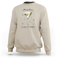 Sand sweatshirt with martini glass graphic and “I LIKE IT DIRTY” text