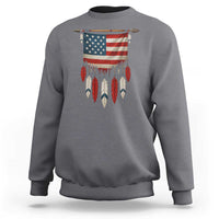 Native American Vintage Feathers USA Flag Sweatshirt - Wonder Print Shop