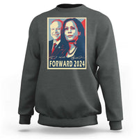 Dark heather gray sweatshirt with “FORWARD 2024” portrait graphic on the back