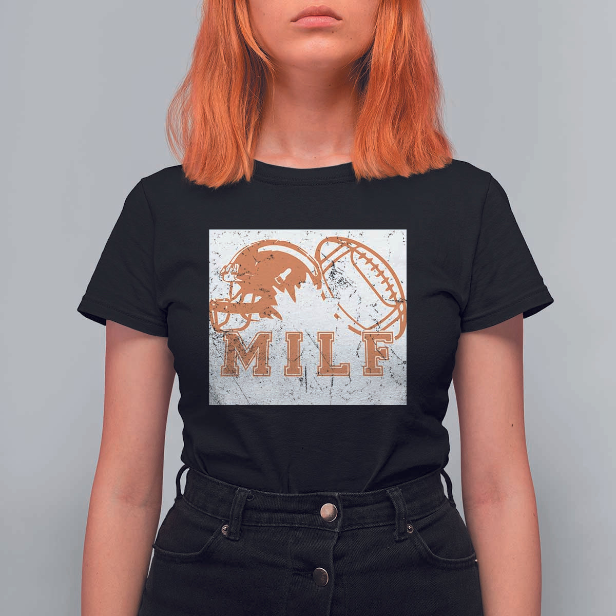 Funny American Football T Shirt For Women MILF Man I Love Footbal Maple Leaf Vintage Footbal Helmet - Wonder Print Shop