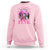 Breast Cancer Awareness Sweatshirt In October We Wear Pink Halloween Butterfly Bat Murderer - Wonder Print Shop