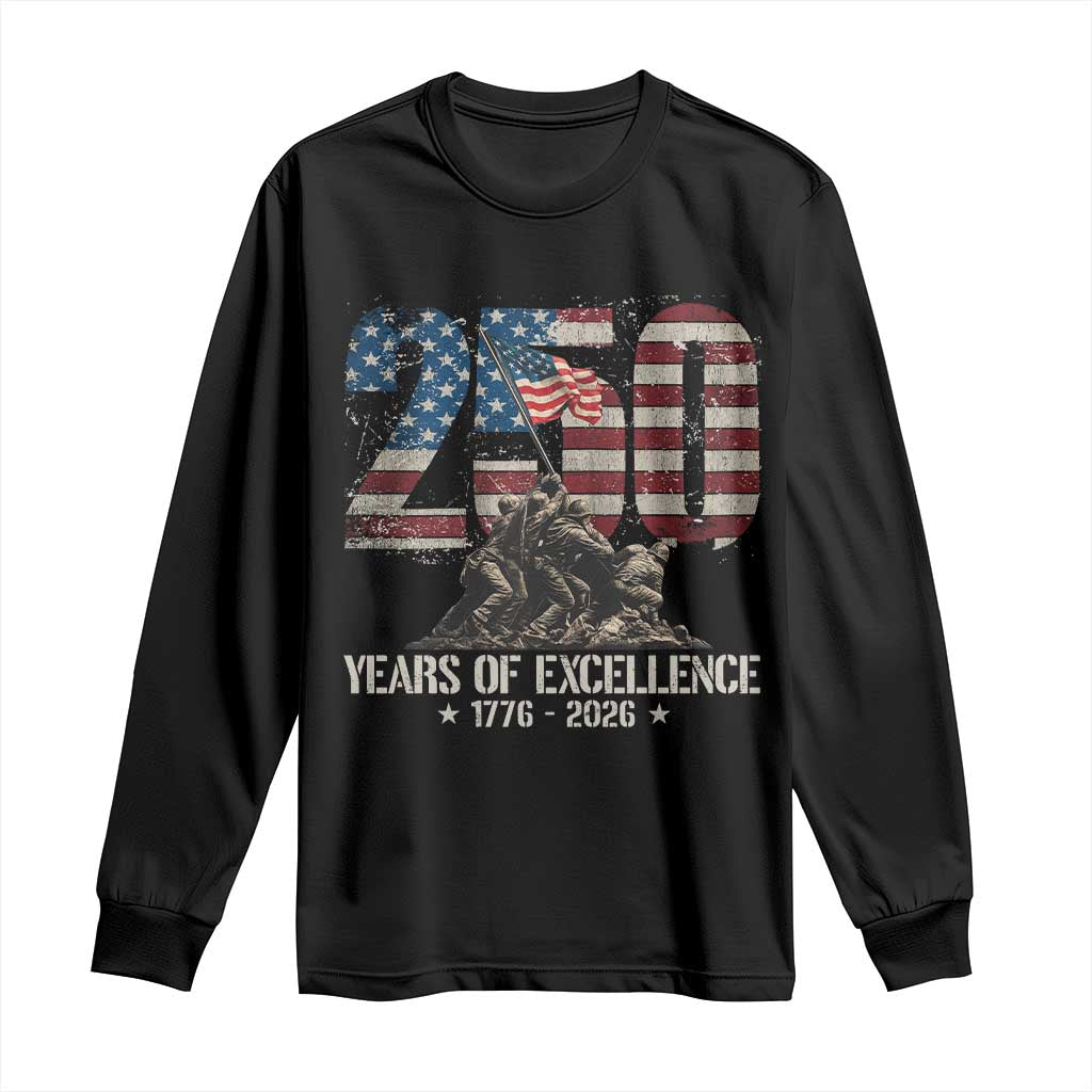 250 Years Of Excellence Long Sleeve Shirt 250th American Anniversary Independence Day - Wonder Print Shop
