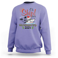 Violet personalized Christmas trip sweatshirt with 'Oh Ship!' and 'Christmas Trip 2024' graphic