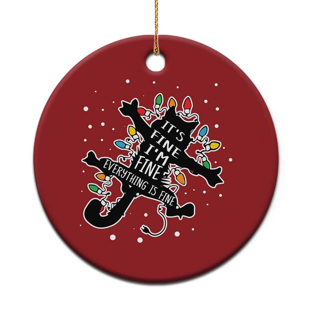 Funny Xmas It's Fine I'm Fine Everything Is Fine Christmas Ornament Black Cat - Wonder Print Shop