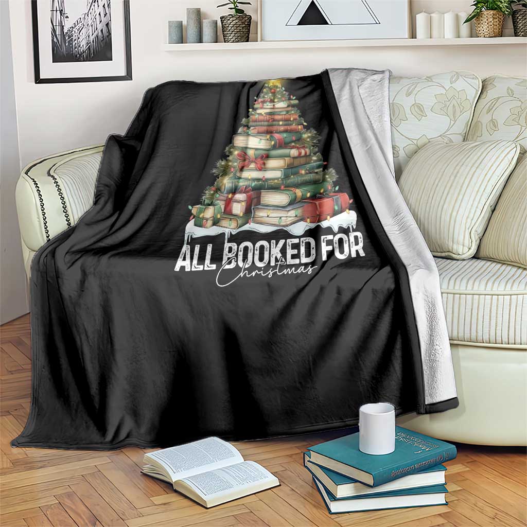 All Booked For Christmas Throw Blanket Xmas Tree Lights Book Lover - Wonder Print Shop