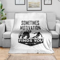 Funny Skiing Throw Blanket Sometimes Motivation Finds You Ski Mountain Bear - Wonder Print Shop