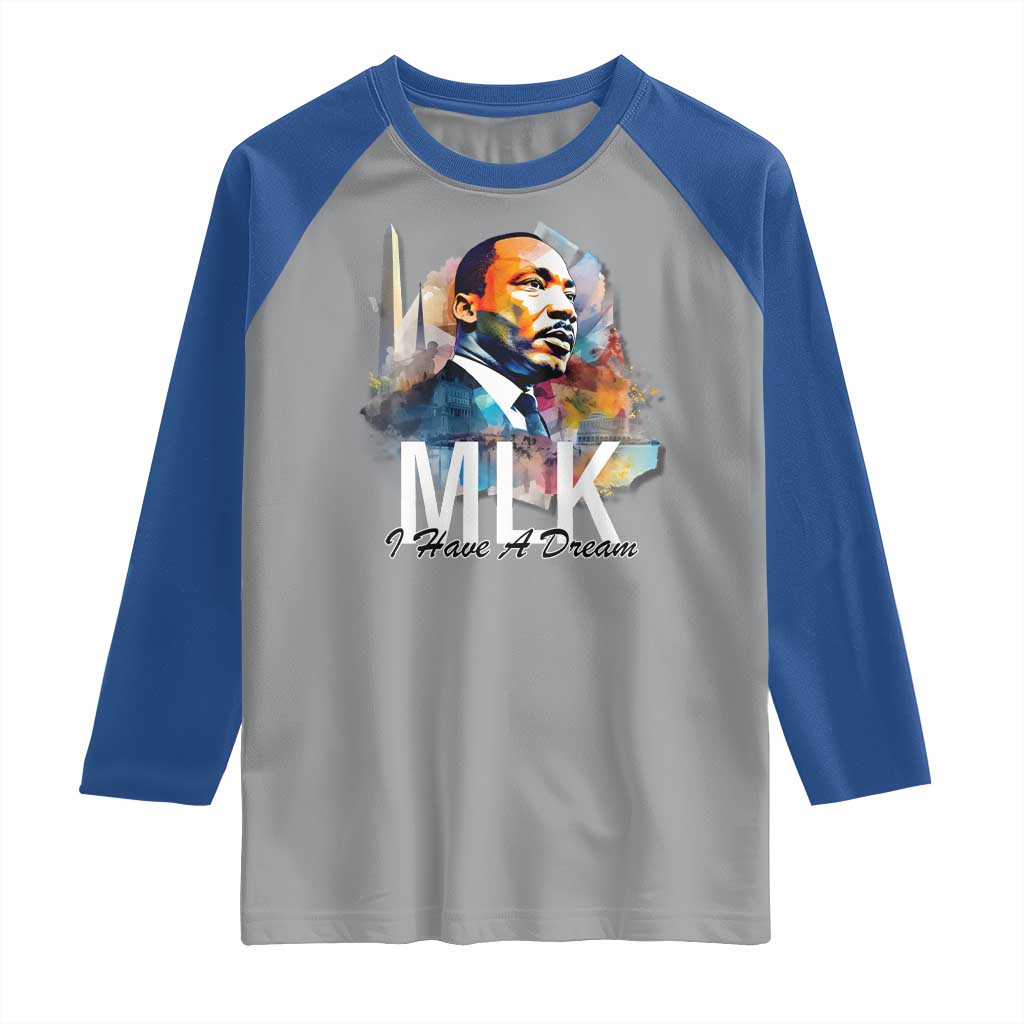 MLK I Have A Dream Raglan Shirt Martin Luther King Portrait Black History Month