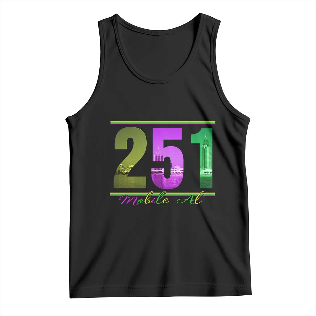 Funny Mardi Gras In Mobile Alabama 251 Tank Top Skyline Area Code