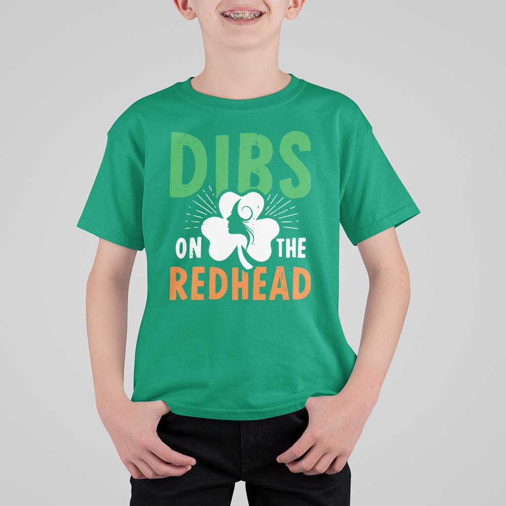 Funny Dibs On The Redhead St Patrick's Day T Shirt For Kid