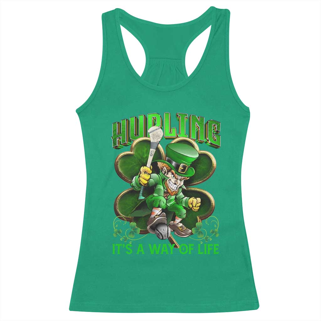 Funny Hurling It's A Way Of Life Racerback Tank Top Leprechaun Shamrock Irish Sport