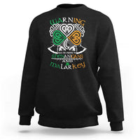St. Patrick's Day crewneck sweatshirt in black with white and green shamrock graphic