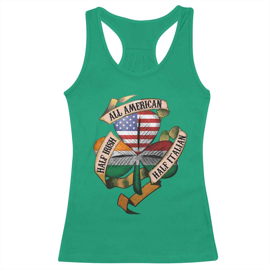 Half Irish Half Italian All American Racerback Tank Top Vintage Flag Shamrock Heritage