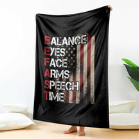 Stroke Awareness Throw Blanket BEFAST Stroke Symptoms Vintage American Flag