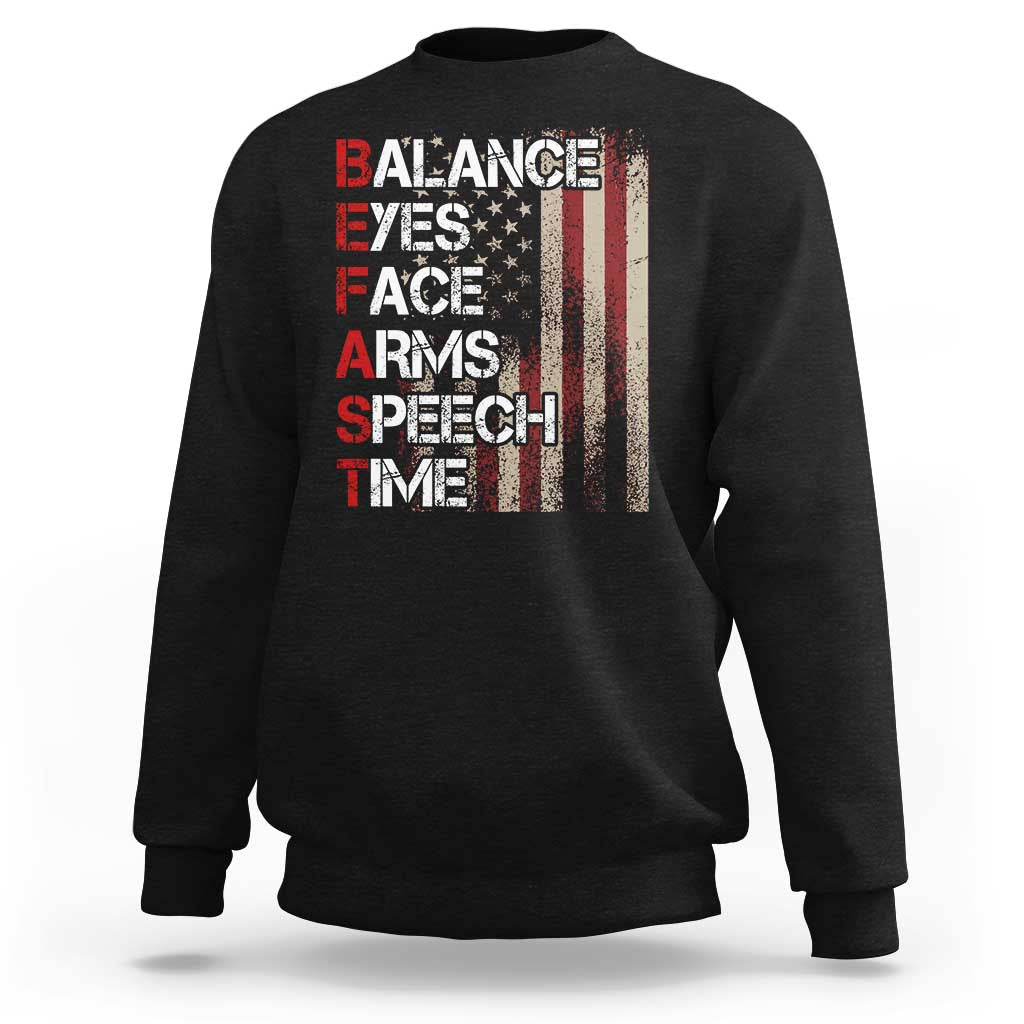 Stroke Awareness Sweatshirt BEFAST Stroke Symptoms Vintage American Flag