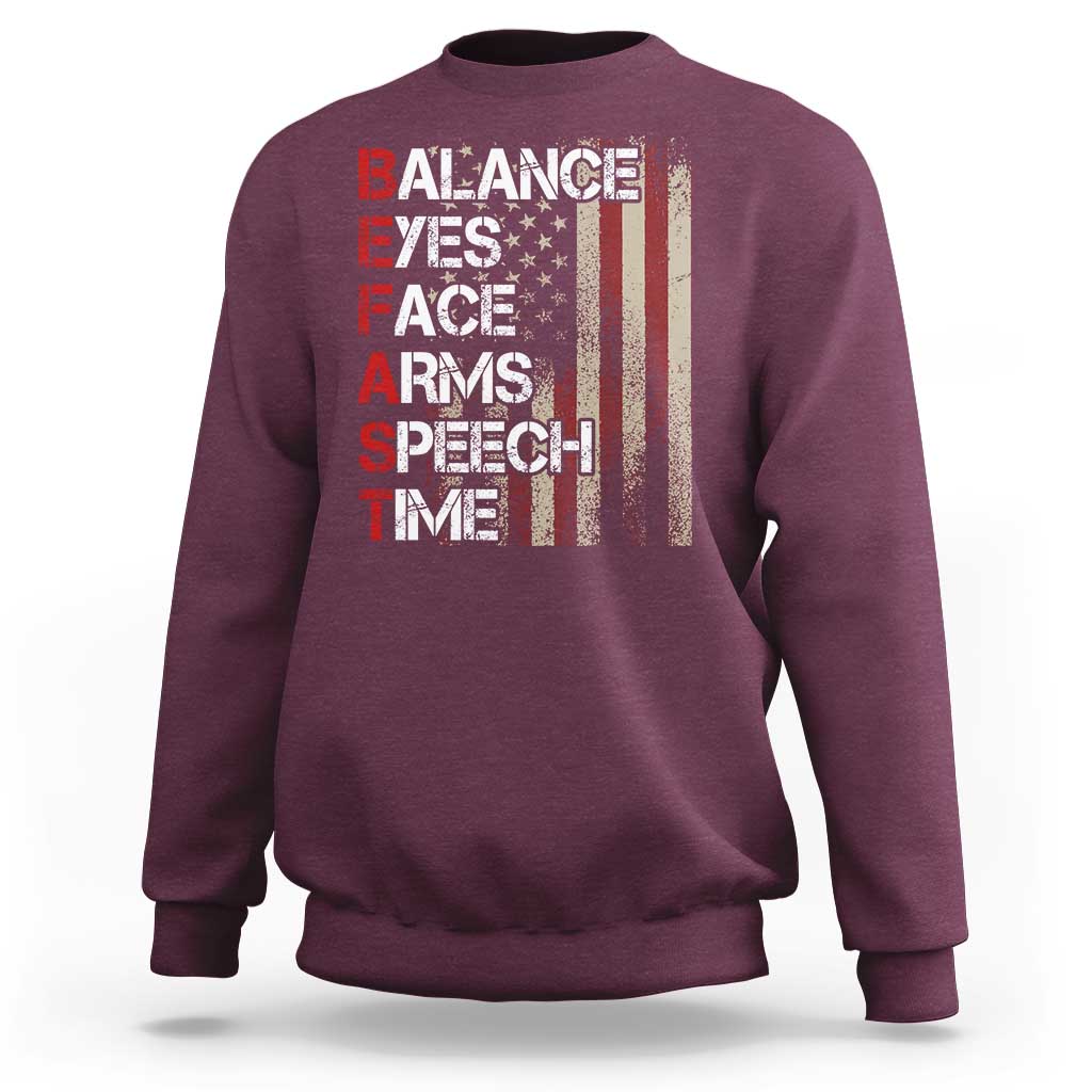 Stroke Awareness Sweatshirt BEFAST Stroke Symptoms Vintage American Flag
