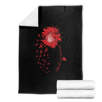 Sunflower Stroke Awareness Red Ribbon Throw Blanket