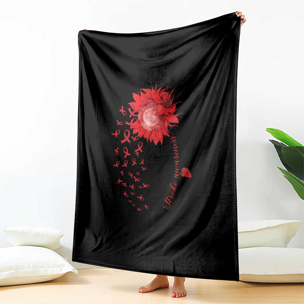 Sunflower Stroke Awareness Red Ribbon Throw Blanket