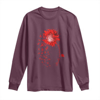 Sunflower Stroke Awareness Red Ribbon Long Sleeve Shirt