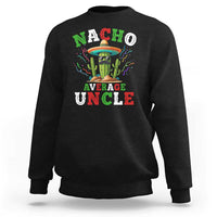 Black crewneck sweatshirt with colorful cactus graphic and “Average Uncle” text