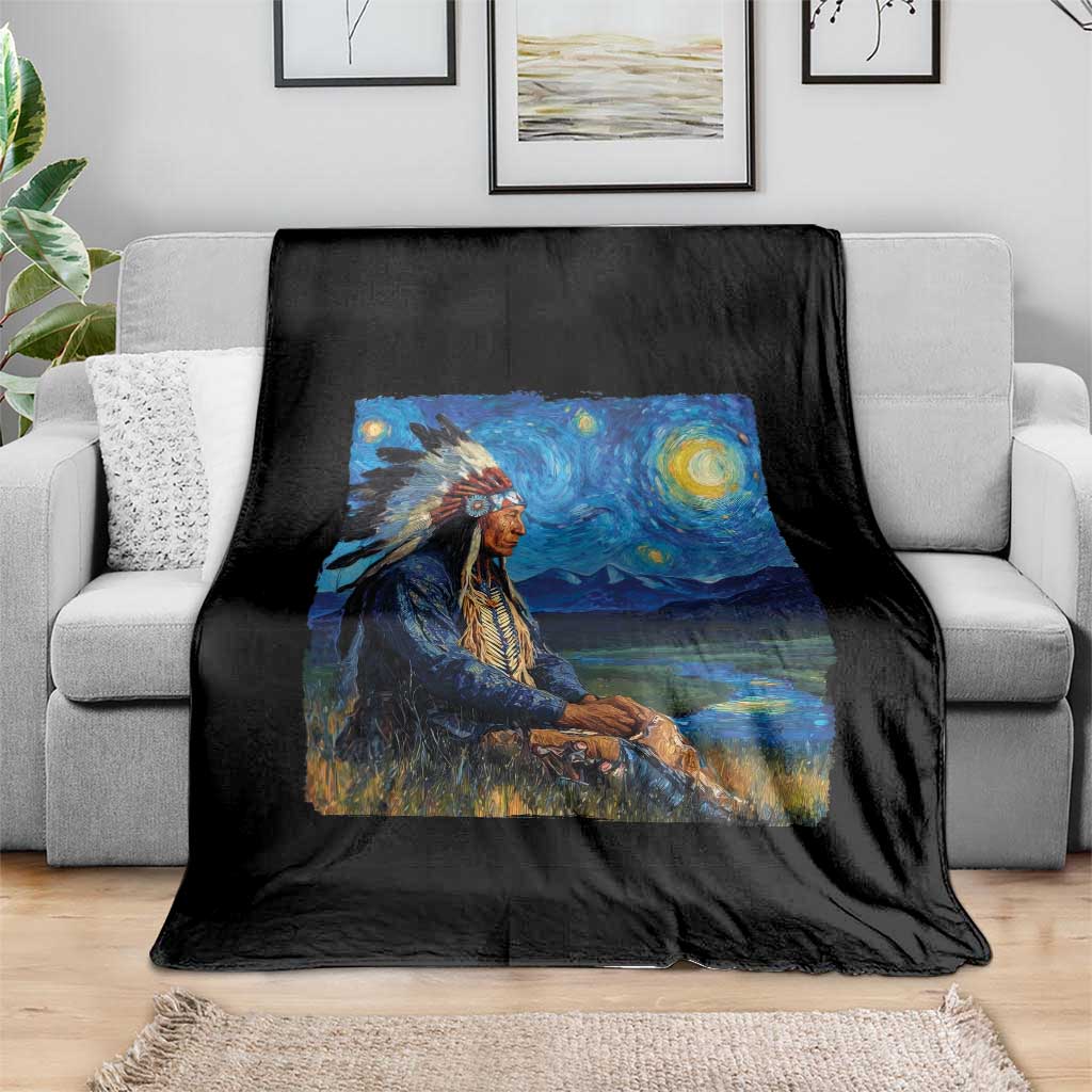 Native American Indian Van Goghs Starry Night Throw Blanket - Wonder Print Shop