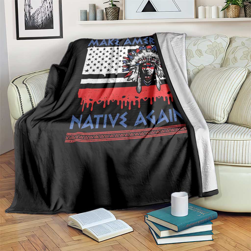 Make America Native Again Throw Blanket Native Indian Pride USA Flag - Wonder Print Shop