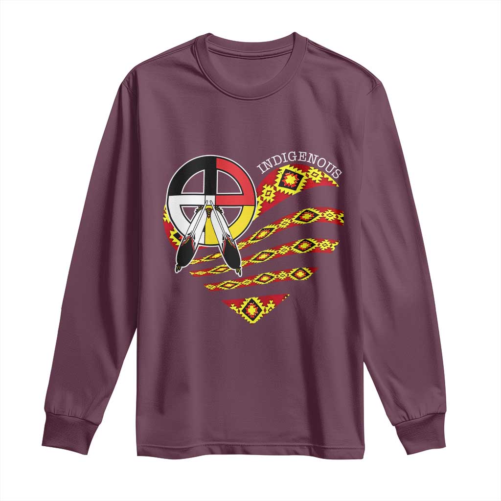 Indigenous Pride Native American Medicine Wheel Long Sleeve Shirt - Wonder Print Shop