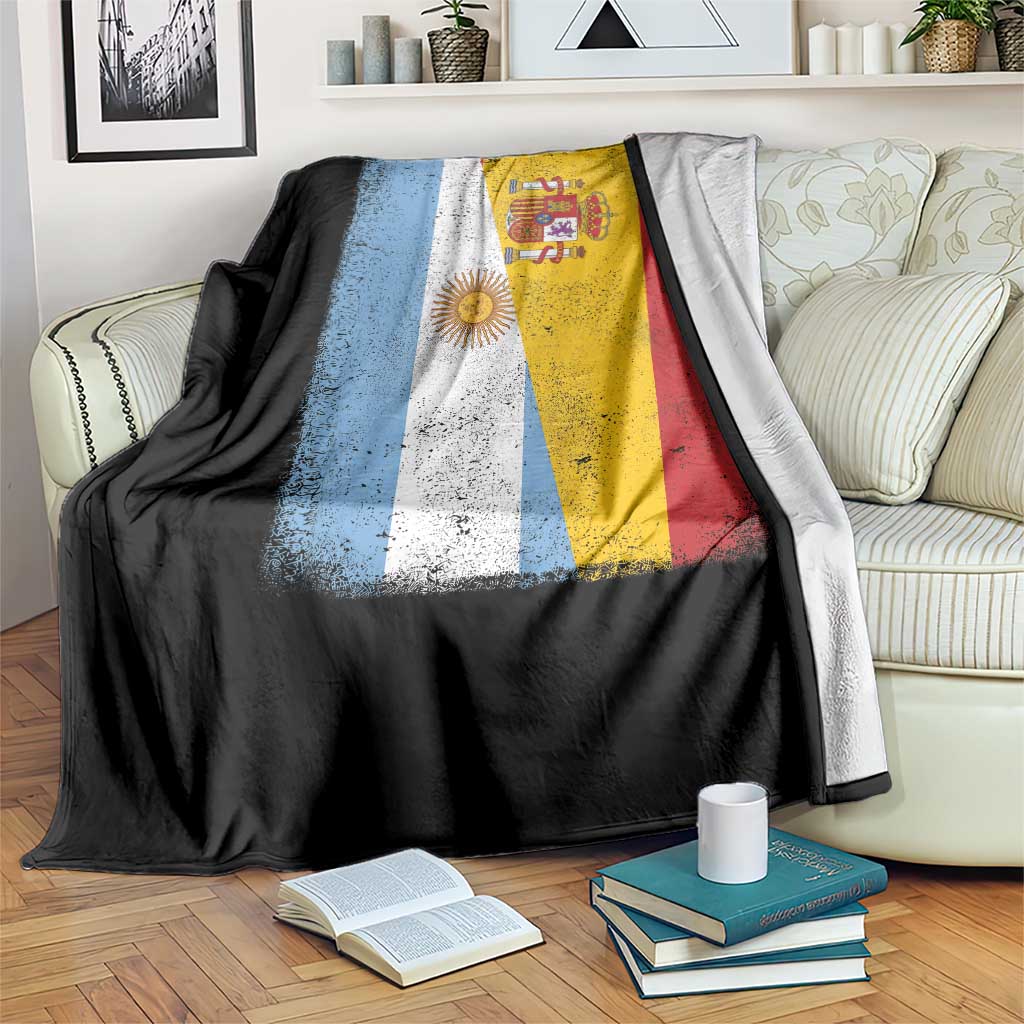 Spain Argentina Half Flag Spanish Argentinian Roots Throw Blanket