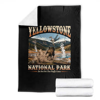 Yellowstone National Park Do Not Pet The Fluffy Cows Throw Blanket