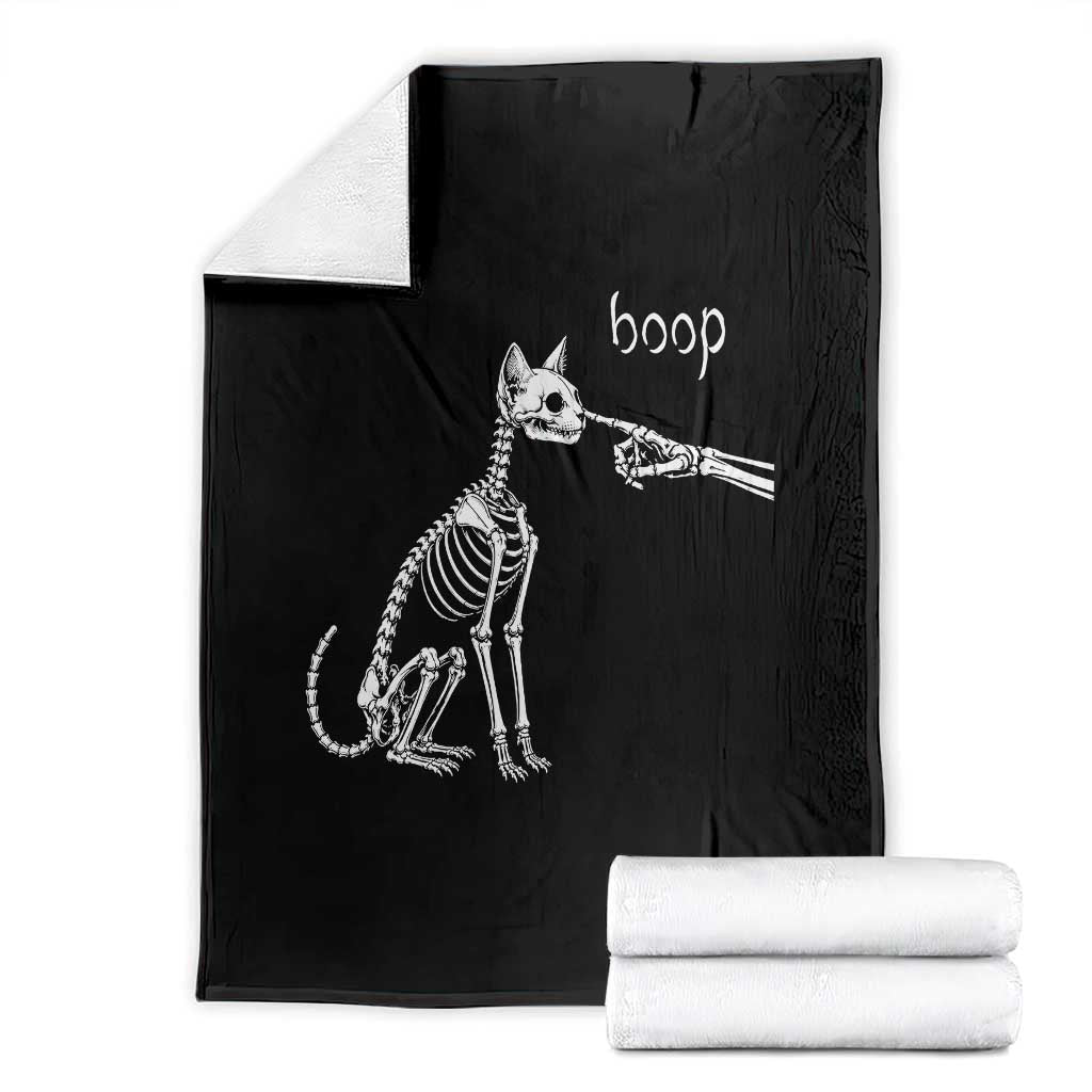 Boop Funny Cat Skeleton Hand Halloween Pet Graphic Throw Blanket