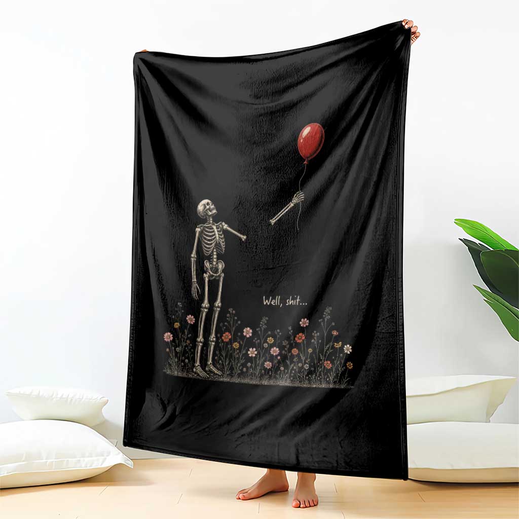 Well Shit Skeleton Lost Balloon Floral Funny Gothic Halloween Throw Blanket