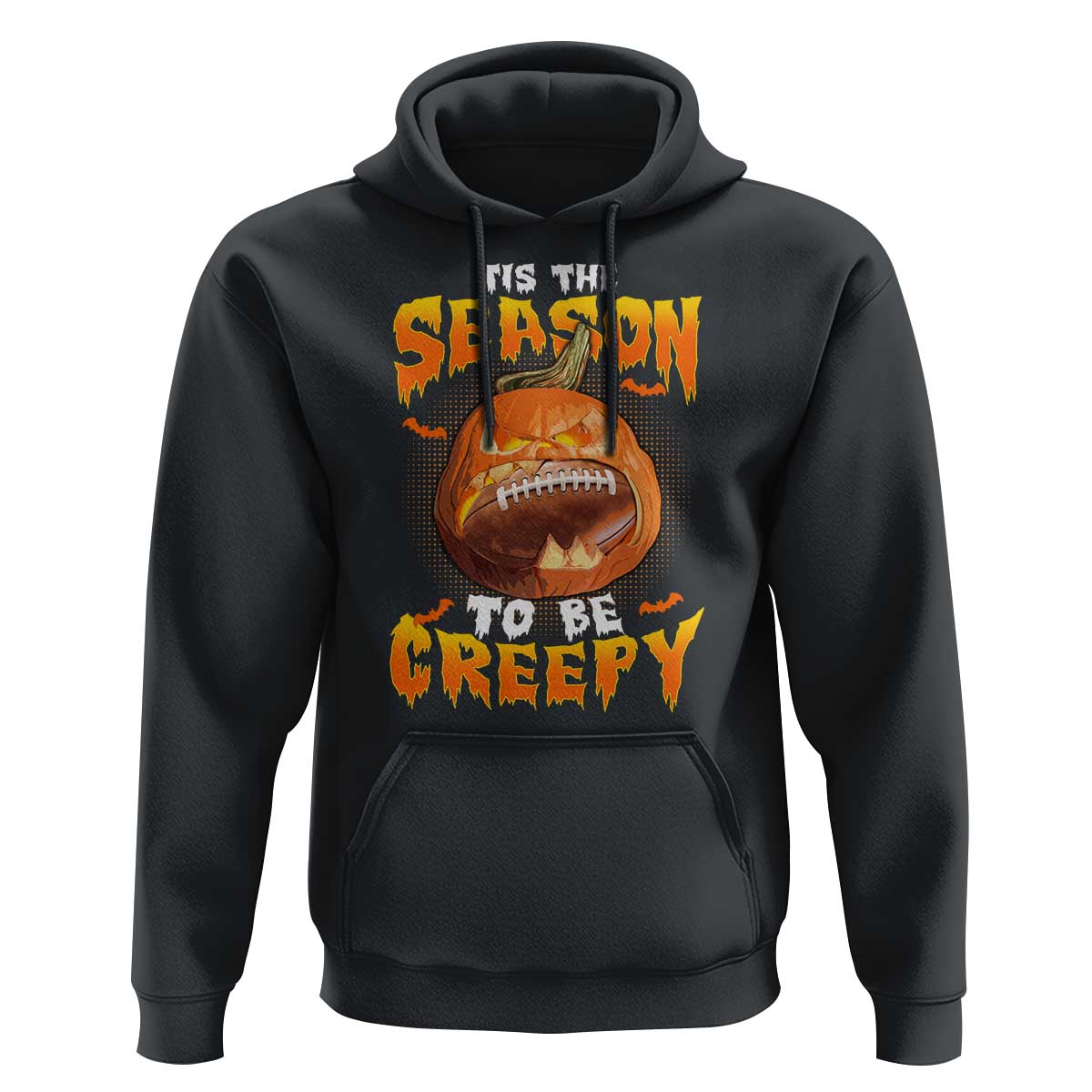 Funny Halloween Football Hoodie Tis The Season To Be Creepy Pumpkin American Football Bat - Wonder Print Shop