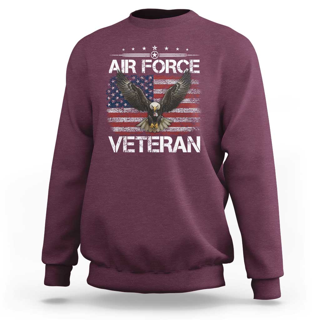 Air Force Veteran Sweatshirt Bald Eagle Vintage American Flag - Wonder Print Shop