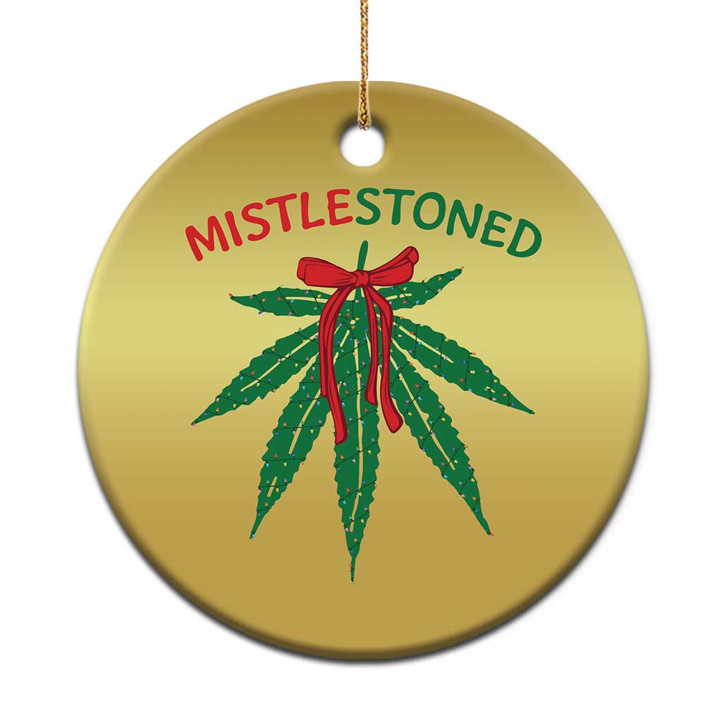 Funny Weed Xmas Christmas Ornament Mistlestoned Mistletoe Led Lights - Wonder Print Shop